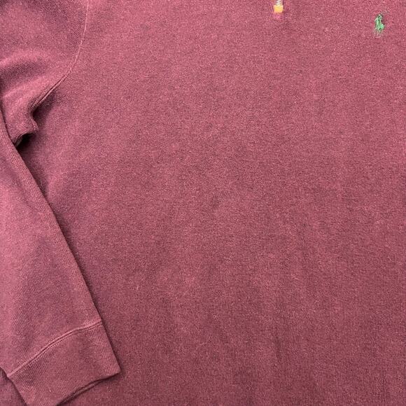 Polo Ralph Lauren Sweater Men's XL Burgundy Tight Knit Mock Neck Quarter Zip - Picture 6 of 11